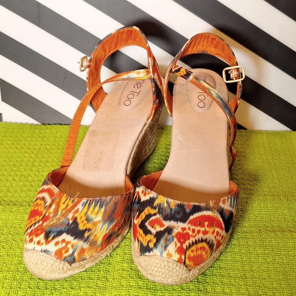 Multicolor espadrille wedges